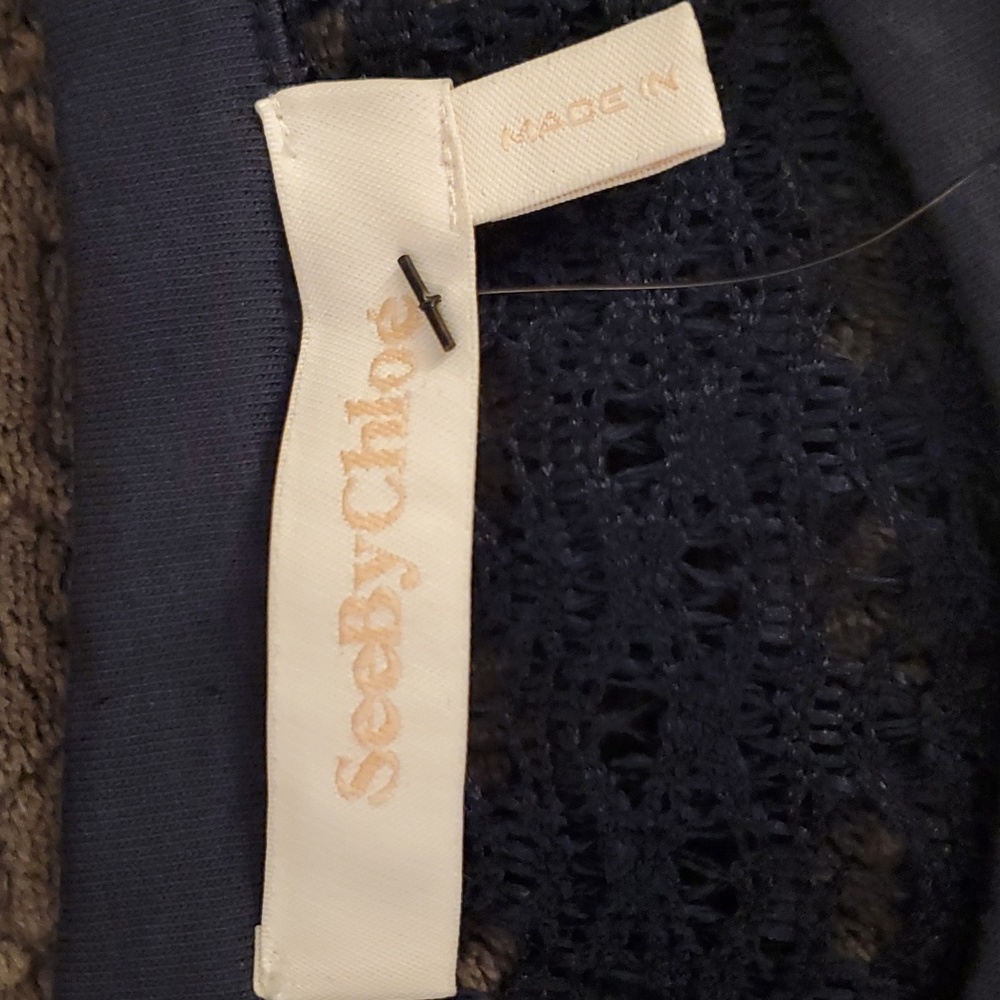 See by Chloé | 100% Cotton Lace Pattern Knee-Length Dress Sz S - Picture 9 of 11